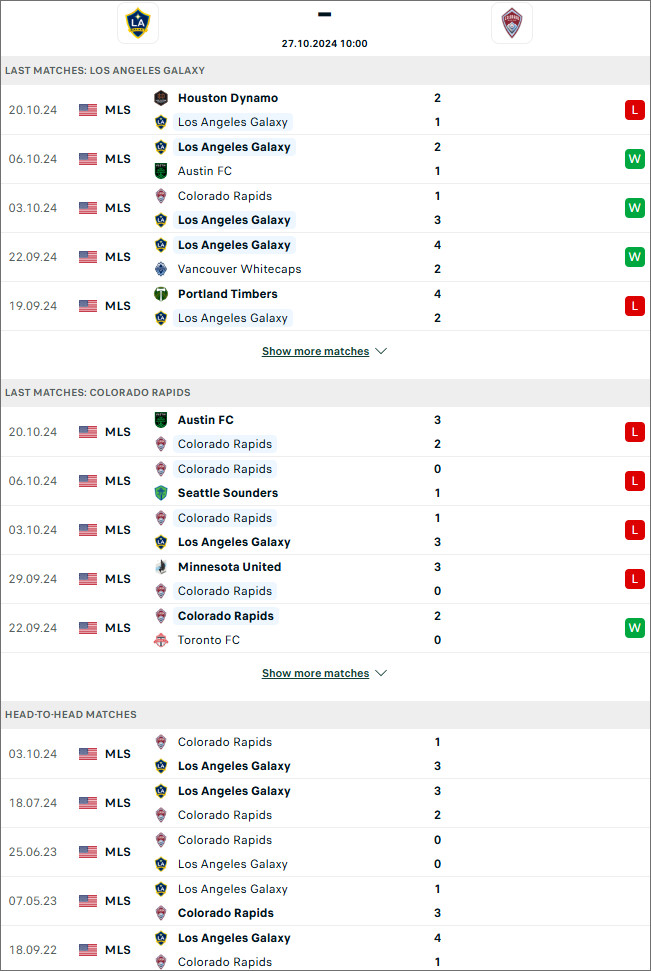 LA Galaxy vs Colorado Rapids, 10h ngày 27/10 - Ảnh 1